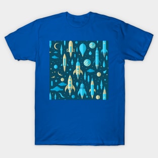 rocket and planets pattern T-Shirt